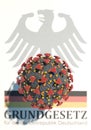 Corona and German constitution/Basic Law `Grundgesetz` in German, portrait format